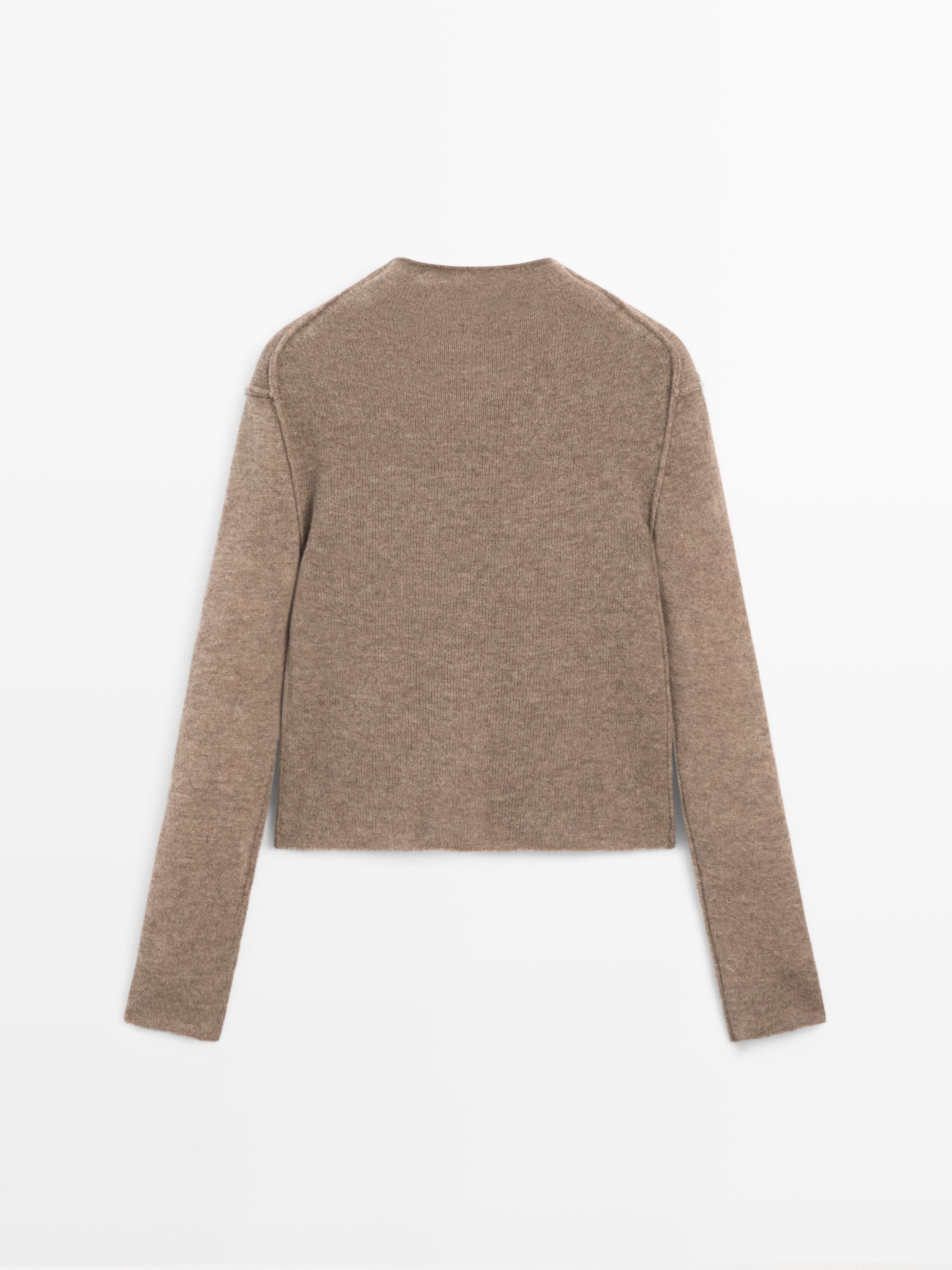 Wool blend knit sweater with mock turtleneck